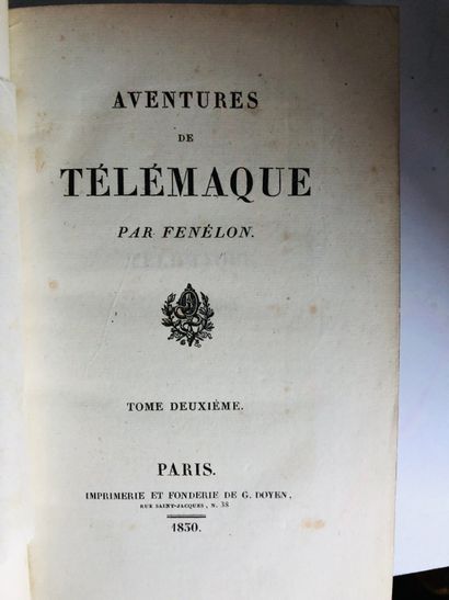 FENELON Aventures de Télémaque

Edité à Paris, chez G. Doyen en 1830.

XXXIX – 320...