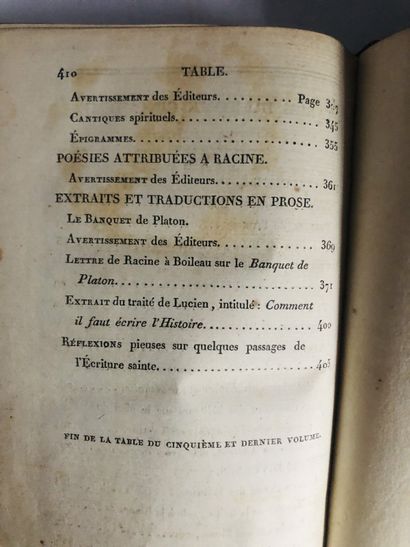 RACINE Jean Théâtre complet de Jean Racine avec le commentaire de M. De Laharpe

Edité...