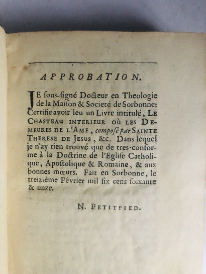 Sainte Mère Thérèse Le Château Intérieur ou Les demeures de l' Ame.

Sans page de...