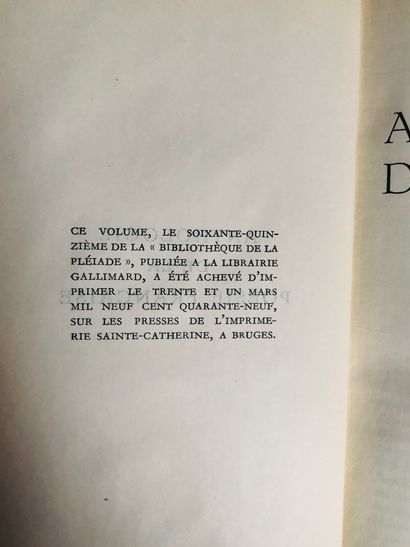 Pléiade Gide André Anthologie de la poésie française. XXXIX – 792 pages complet....