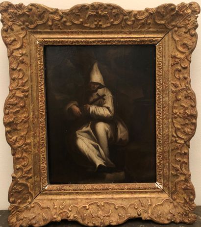 null SPANISH SCHOOL circa 1700, Hermit monk. Oil on panel. 25,5 x 19,5 cm