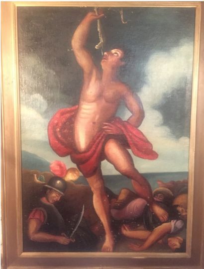 null 
Dans le goût de Guido Reni, Samson. Huile sur toile, fin XIX ème. Vue : 136...