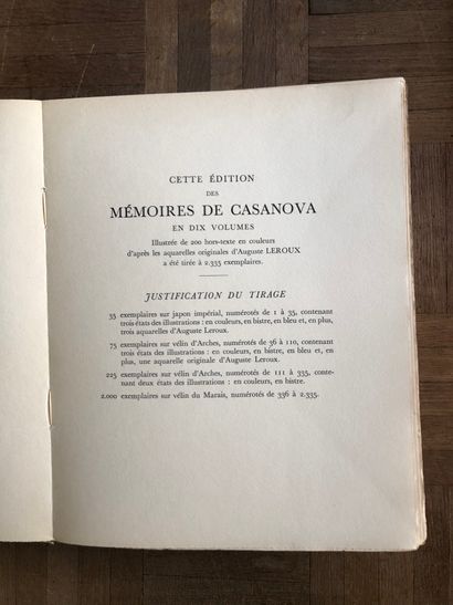 null CASANOVA (Giacomo). "Mémoires de Casanova de Seingalt écrits par lui-même"....