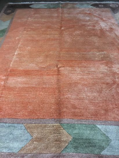 null Nepal (India) carpet, weft and warp in cotton, silky wool velvet, modern work,...