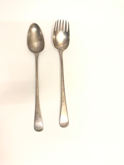 null Mismatched silver MENAGERE including 16 table spoons, 23 table forks, 9 dessert...