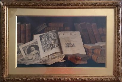 null Louis BLOCK (1879-1909). Nature morte aux livres anciens. Aquarelle sur papier....