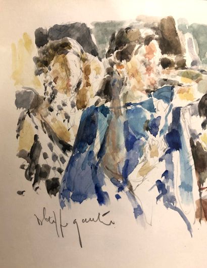 null Philippe GAUTIER (1928-2004), Three women, watercolor on paper signed. 15 x...