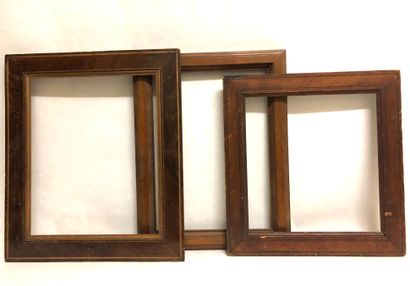 null Three small pitchpin frames with blackened wood and light wood fillets. 

End...