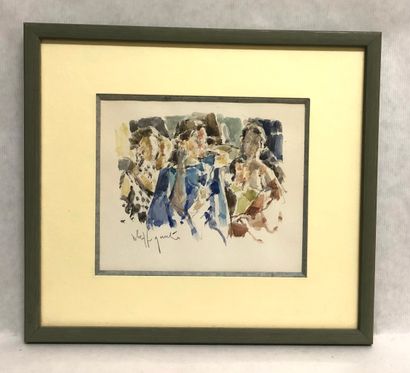 null Philippe GAUTIER (1928-2004), Three women, watercolor on paper signed. 15 x...