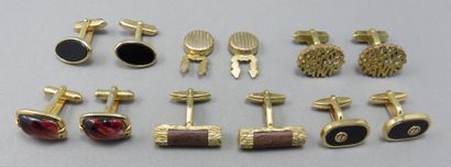 6 Pairs of Cufflinks in gilded metal 
 one...
