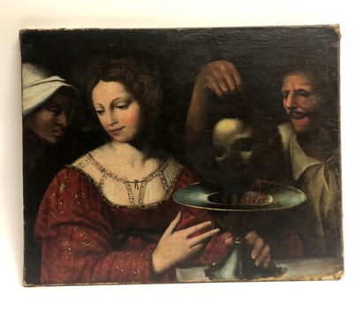  After Bernardino Luini, Salome receiving the head of Saint John the Baptist, oil...