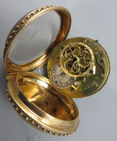 null Pocket watch

 in 750°/00 gold, white enamelled dial, Roman numerals for the...