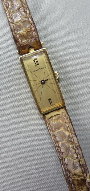 null Bueche Girod

 Ladies' wristwatch

 in 750°/00 gold, rectangular in shape, gold...