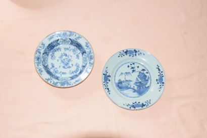 TWO blue and white porcelain plates, one...