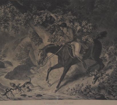 null D'après Carl Vernet, "Le chasseur égaré", gravure par Dubucourt. Cadre en bois...