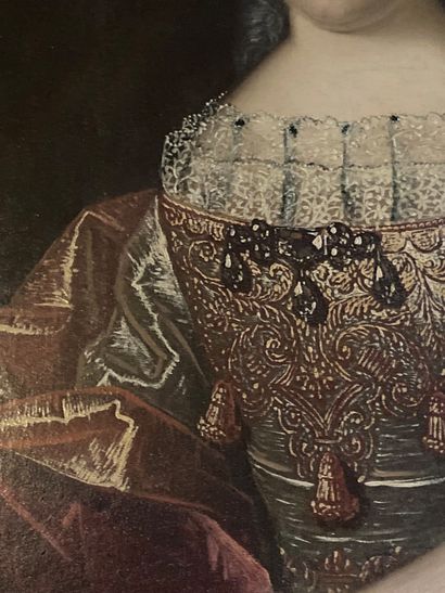  Ecole FRANCAISE du XVIII ème, Portrait de femme, huile sur toile, Dans un cadre...