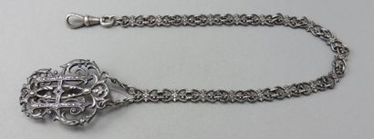 Scissors Hook and Chain 
 in openwork silver,...
