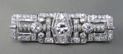 null Diamond Plate Brooch

 in 950°/00 platinum and 750°/00 white gold, rectangular...