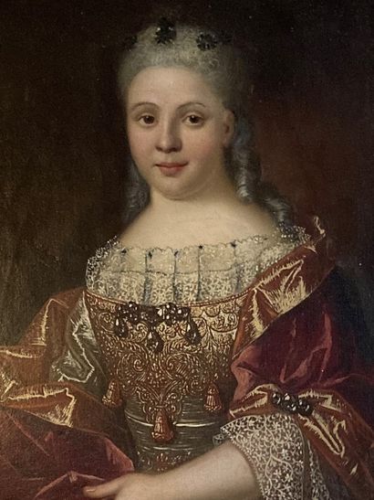 null 
Ecole FRANCAISE du XVIII ème, Portrait de femme, huile sur toile, Dans un cadre...