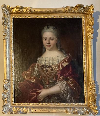 null 
Ecole FRANCAISE du XVIII ème, Portrait de femme, huile sur toile, Dans un cadre...