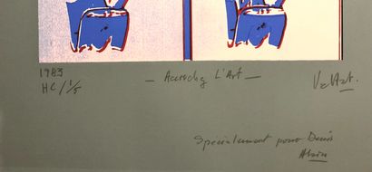 null Alain VALTAT (Né en 1943), Accrochez l'art. Lithographie signée en bas à droite,...