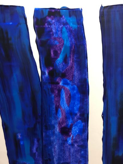 null Jacques DEGAEY (1924-2019). Composition abstraite en bleu et violet. Acrylique...