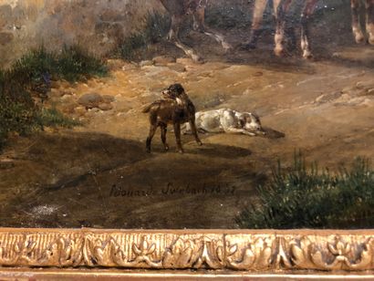 null Edouard SWEBACH (Paris 1800 - ? 1870), Le rendez-vous de chasse, Sur sa toile...