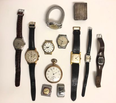 null Lot of 11 watches including a Movado and two Lip, a Swiss Chronograph, and......