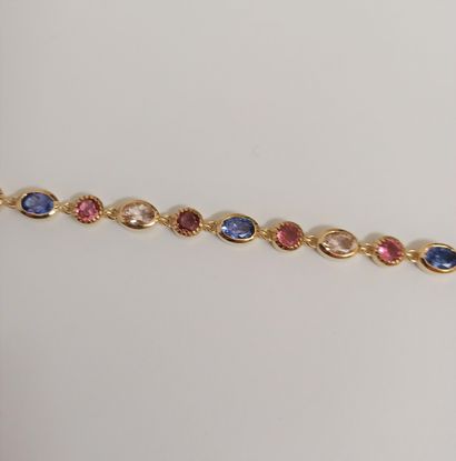null Bracelet in vermeil (925 thousandths) set closed with morganites, pink tourmalines...