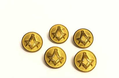 null Masonic Symbols Set consisting of 5 golden metal buttons from Badge & Button...