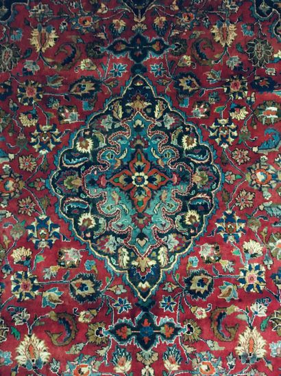 null TAPIS Kechan (Perse) centre d’Iran, trame et chaine en coton, velours en laine,...