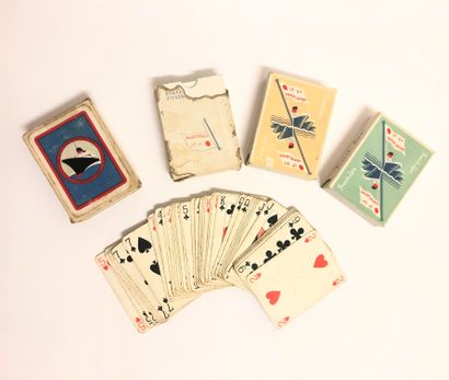 null COMPAGNIE GENERALE TRANSATLANTIQUE. 4 jeux de cartes Fench line. (cartonnages...