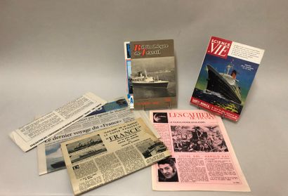 null Set of various magazines and newspapers on the theme of the liner FRANCE including:...
