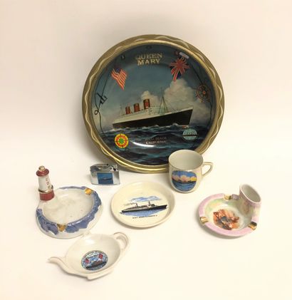  LOT including 3 ashtrays, 1 cup, 1 saucer,...