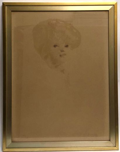 null Leonor FINI (1907-1996). Female face, lithograph on wove paper, signed lower...