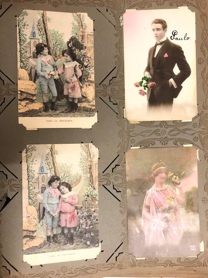 null ALBUM de cartes postales, style Art nouveau. (incomplet, en l'état)