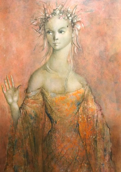 null 
Leonor FINI (1907-1996). Pair of reproductions in colors representing two muses....