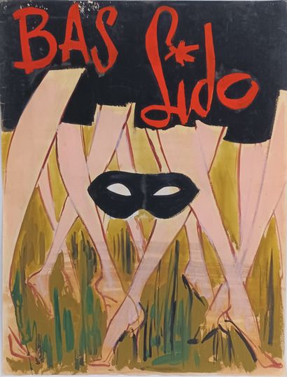 null Pierre Laurent BRENOT (1913-1998) Bas Lido. Advertising project. Oil on paper....