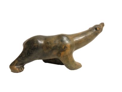 null Pierre CHENET (XX-XXI eme). Large polar bear, bronze with ochre patina. Stamp...
