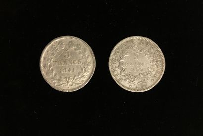 null LOT de FRANCS anciens comprenant une pièce de 5 francs 1841 et une pièce de...