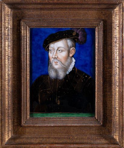 null 
Léonard LIMOSIN (1505-1577), (attribué à). PLAQUE rectangulaire en cuivre émaillé...