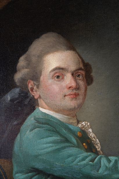 null Ecole FRANCAISE vers 1770. Portrait de peintre, huile sur toile. 44,5 x 38 cm....