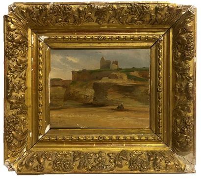 null Gustave NÖEL (1823-1921). « Vue de Saint-Aubin-sur-Mer », huile sur toile, signé...