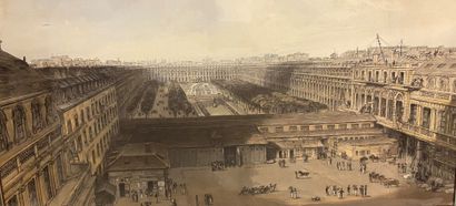 null GRAVURE les galeries de bois du palais royal en 1830. Encadrée sous verre. 31,5...