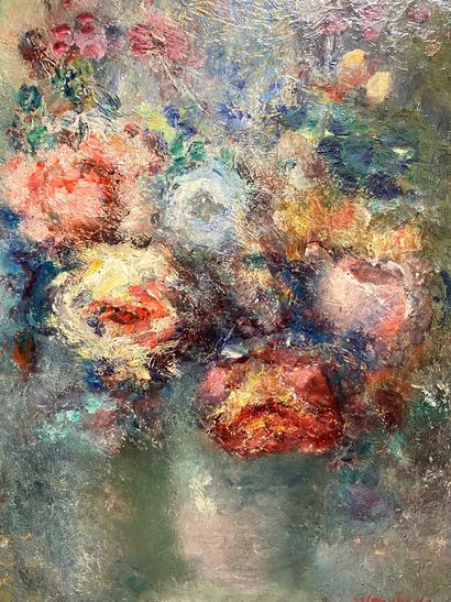 null WARYNSKA ? Still life with a bouquet of flowers, oil on canvas signed lower...