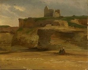 null Gustave NÖEL (1823-1921). "View of Saint-Aubin-sur-Mer", oil on canvas, signed...