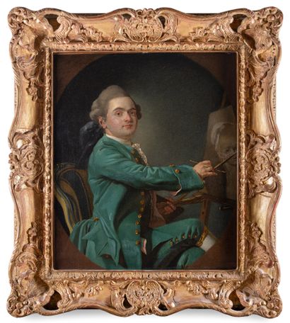 null Ecole FRANCAISE vers 1770. Portrait de peintre, huile sur toile. 44,5 x 38 cm....