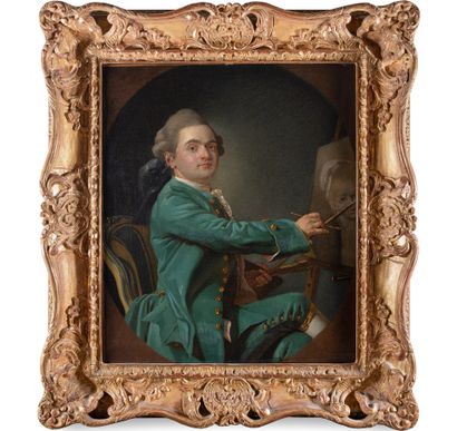 Ecole FRANCAISE vers 1770. Portrait de peintre,...