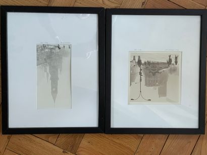  Deux photographies: Broadway et Greenwich Village de 1929 et 1993. 16 x 16 cm et...