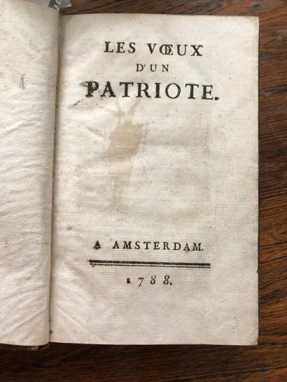null 
[JURIEU (Pierre)]. Les Vœux d’un patriote. A Amsterdam, 1788. In-12, veau,...